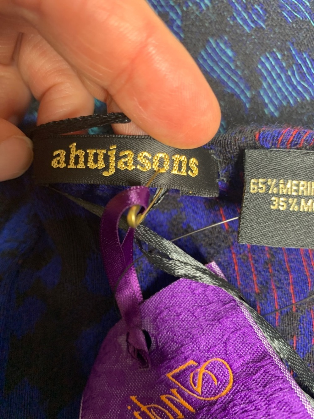 Ahujasons colorful hombre merino wool and modal infinity scarf New With Tags - Picture 7 of 9
